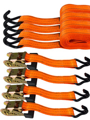 Load image into Gallery viewer, 4PC 1-1/2"x15 ft Heavy Duty Ratchet Cargo Tie Down Straps 3000lbs J-Hooks