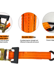 Load image into Gallery viewer, 4PC 1-1/2"x15 ft Heavy Duty Ratchet Cargo Tie Down Straps 3000lbs J-Hooks