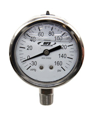 Load image into Gallery viewer, HFS -30 HG-160 PSI, 2.5" Diameter Vacuum Air Pressure Gauge (316 Stainless Steel) Bottom Mount Oil filled