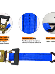 Load image into Gallery viewer, 4PC 1-1/2"X 15ft Heavy Duty Ratchet Cargo Tie Down Straps 3000lbs J-Hooks