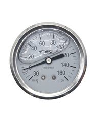 Load image into Gallery viewer, HFS -30 HG-160 PSI, 2.5" Diameter Vacuum Air Pressure Gauge (316 Stainless Steel) Back mount Oil filled