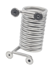 Load image into Gallery viewer, Jacketed Condensing Coil / Wort Chiller, (4) 1.5" Tri Clamp Ports, 1/2" Inner Tube OD, 3/4" Outer Tube OD, 6" Diameter, 12" Height, 304 Stainless Steel