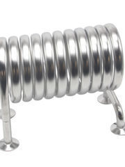 Load image into Gallery viewer, Jacketed Condensing Coil / Wort Chiller, (4) 1.5" Tri Clamp Ports, 1/2" Inner Tube OD, 3/4" Outer Tube OD, 6" Diameter, 12" Height, 304 Stainless Steel