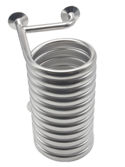 Load image into Gallery viewer, Jacketed Condensing Coil / Wort Chiller, (4) 1.5" Tri Clamp Ports, 1/2" Inner Tube OD, 3/4" Outer Tube OD, 6" Diameter, 12" Height, 304 Stainless Steel