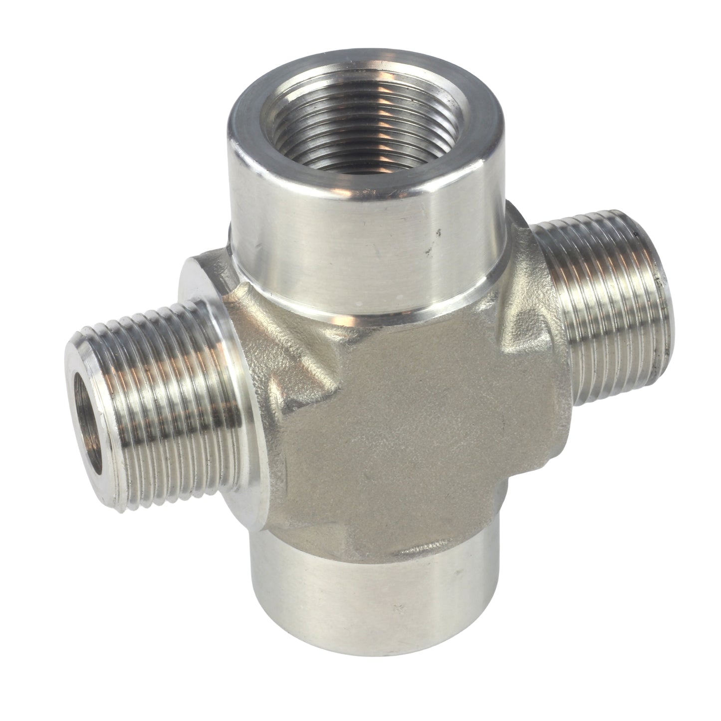 NPT Thread Pipe Fitting 4 Way Cross (M x F x M x F) Stainless Steel 304
