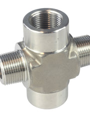 Load image into Gallery viewer, NPT Thread Pipe Fitting 4 Way Cross (M x F x M x F) Stainless Steel 304