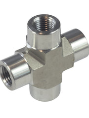 Load image into Gallery viewer, NPT Female Thread Pipe Fitting 4 Way Cross Stainless Steel 304