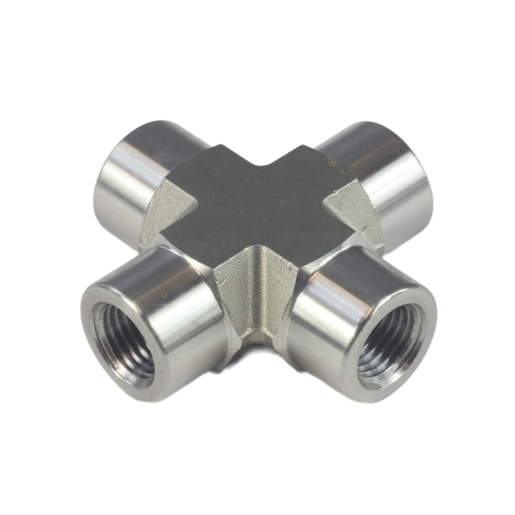 1/8 150 Threaded (Female NPT) Cross 304 Stainless Steel, 4-Way <SS070141304 1/8 150 Threaded (Female NPT) Cross 304 Stainless Steel, 4-Way <SS070141304