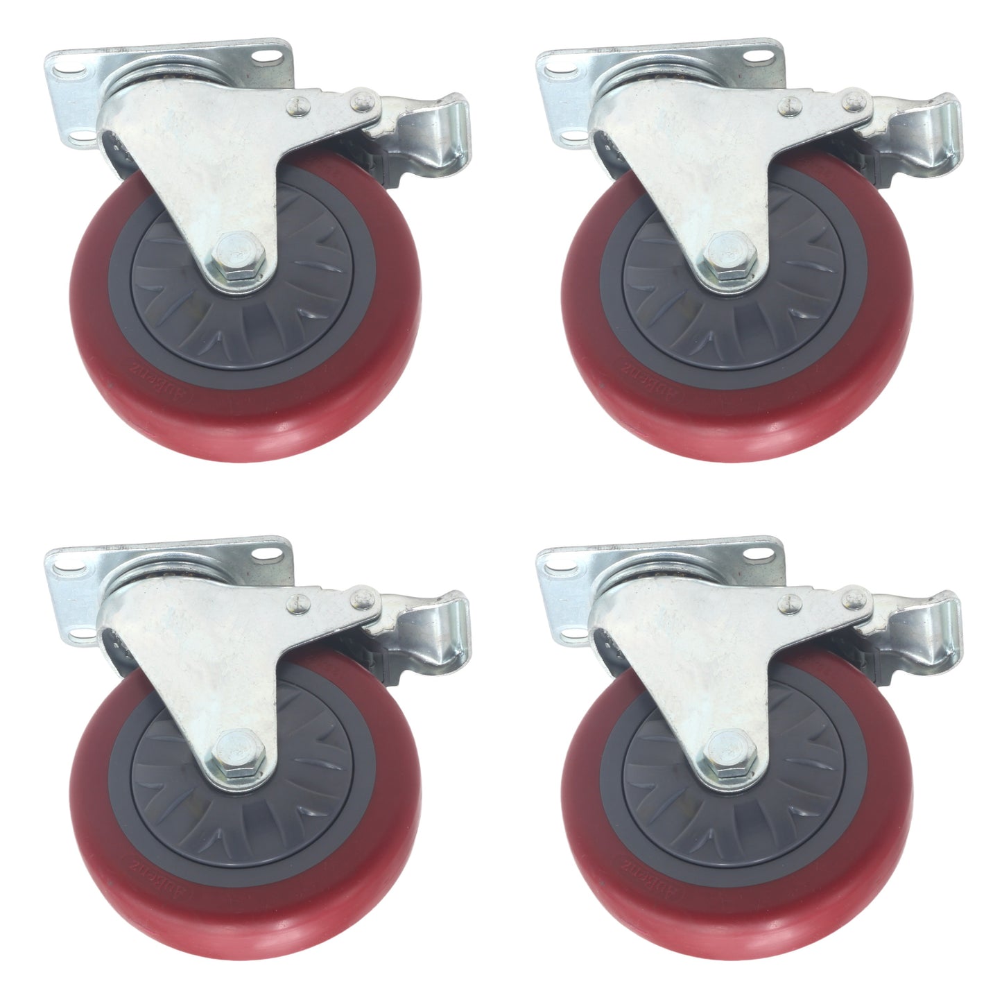 5-Inch Swivel Plate Caster Wheels Set of 4 with 1500lbs Loads Capacity