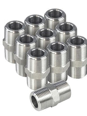 Load image into Gallery viewer, 10PCS 1/2" NPT Male Threaded Hex Nipple Adapter Stainless Steel 304