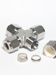 Load image into Gallery viewer, Compression Tube Fitting 4 Way Cross 1/2" Tube OD Stainless Steel 316
