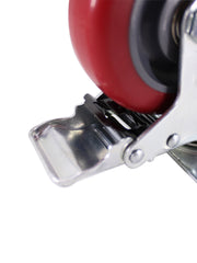 Load image into Gallery viewer, 4" Caster Wheels, Swivel Plate Stem Brake, Red Polyurethane, Set of 4