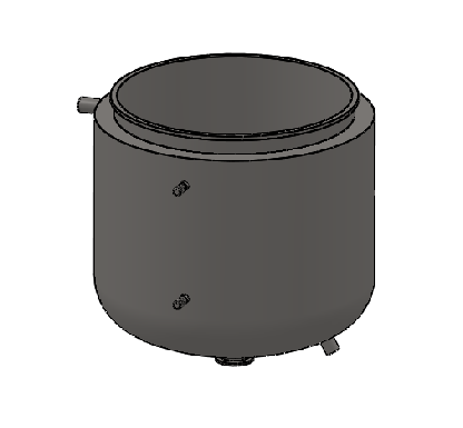 15 L Jacketed Vessel Base Container 12'' Tri Clamp, 8" Tall w/ 1.5" Tri Clamp Round Base