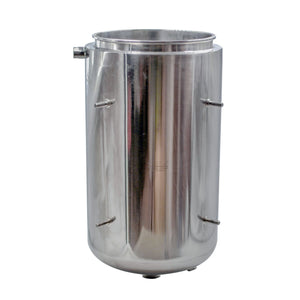 25 L Jacketed Vessel Base Container 10'' Tri Clamp, 20" Tall w/ 1.5" Tri Clamp Round Base