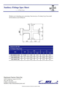 Tri Clamp 4 Way Cross 304 Stainless Steel 304