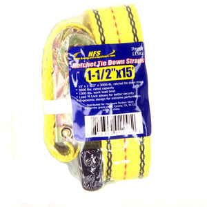 4Pcs 1.5" x 15 Ft. Heavy Duty Ratchet Cargo Tie Down Straps 3000 Lbs J-Hooks