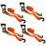 Load image into Gallery viewer, 4PC 1-1/2"x15 ft Heavy Duty Ratchet Cargo Tie Down Straps 3000lbs J-Hooks
