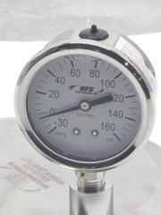 Load image into Gallery viewer, HFS -30 HG-160 PSI, 2.5&quot; Diameter Vacuum Air Pressure Gauge (316 Stainless Steel) Bottom Mount Oil filled
