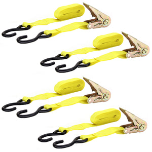 4pcs 1"x15' 1500Lbs Ratchet Strap Tie Down Set Atv Cargo Trailer