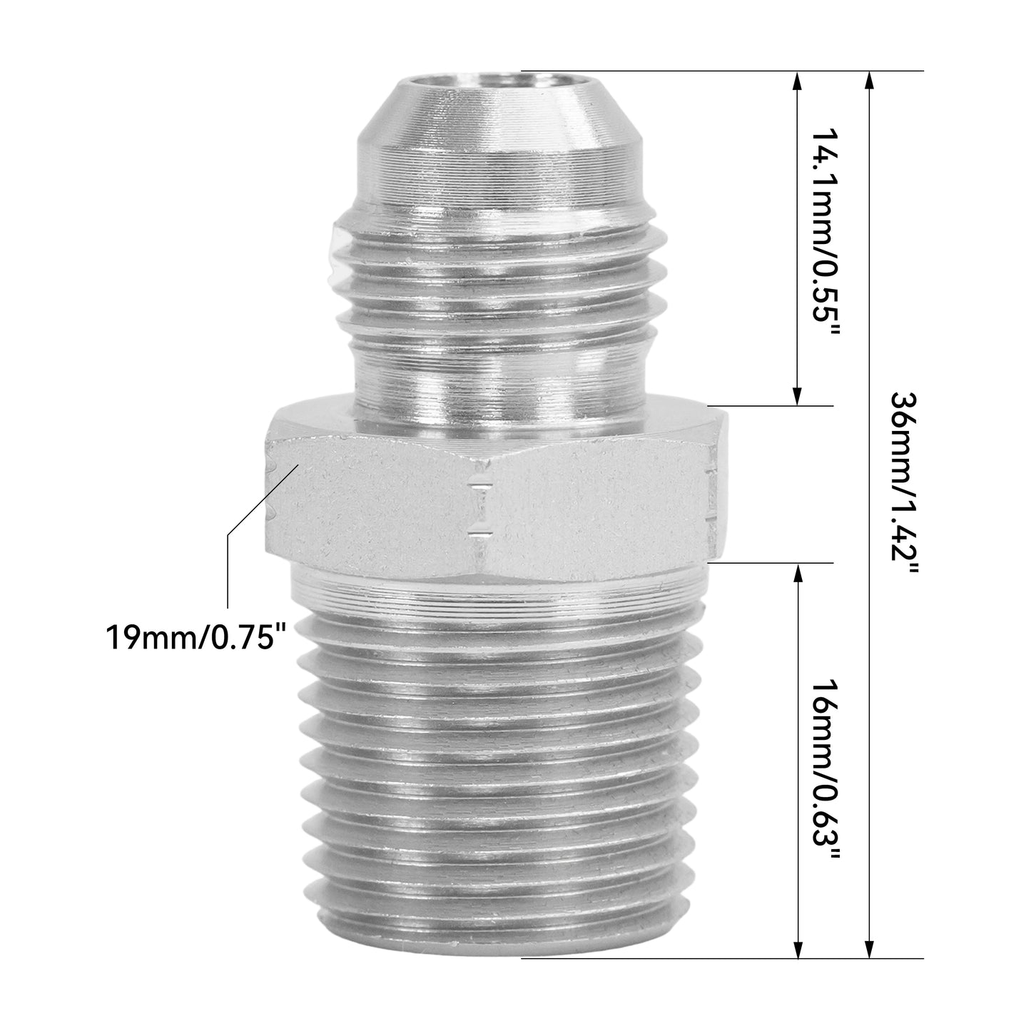 10PCS 3/8" NPT Male to 3/8" JIC Male Flared Tube Fitting Carbon Steel