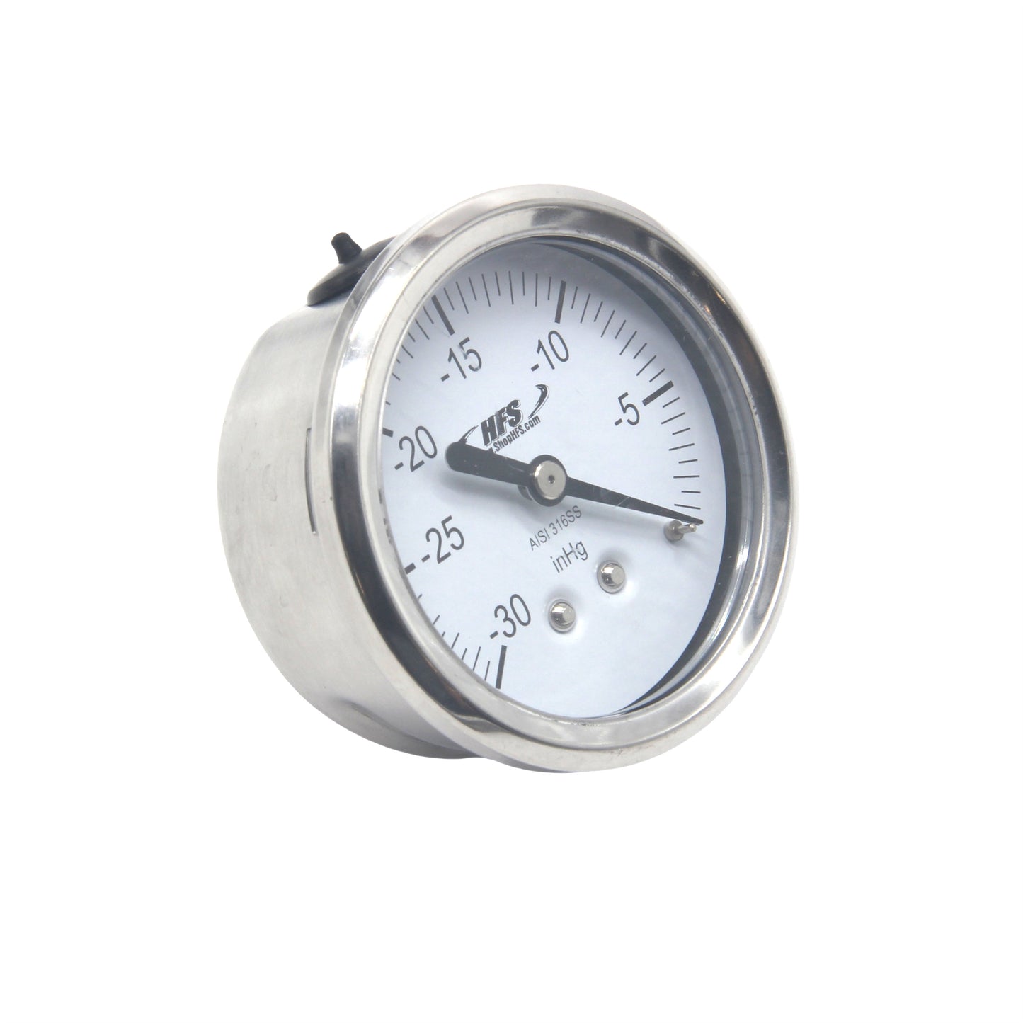 HFS 2.5" Dry Utility Vacuum Gauge 1/4" NPT Center Mount; -30HG/0PSI Back Mount