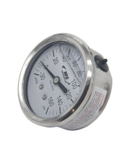Load image into Gallery viewer, HFS -30 HG-160 PSI, 2.5&quot; Diameter Vacuum Air Pressure Gauge (316 Stainless Steel) Back mount Oil filled
