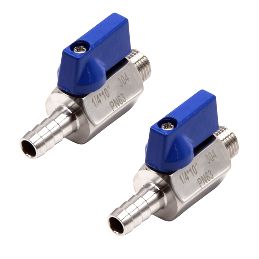 2PCS Ball Valve 1/4" male NPT to Barb 3/8"(OD: 8.5MM)  Stainless Steel 304