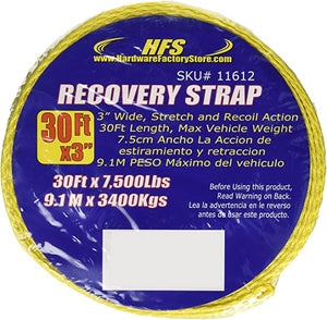 3 Inch, 30Ft Tow Strap, 30,000 Pound Capacity with Reusable Storage Strap