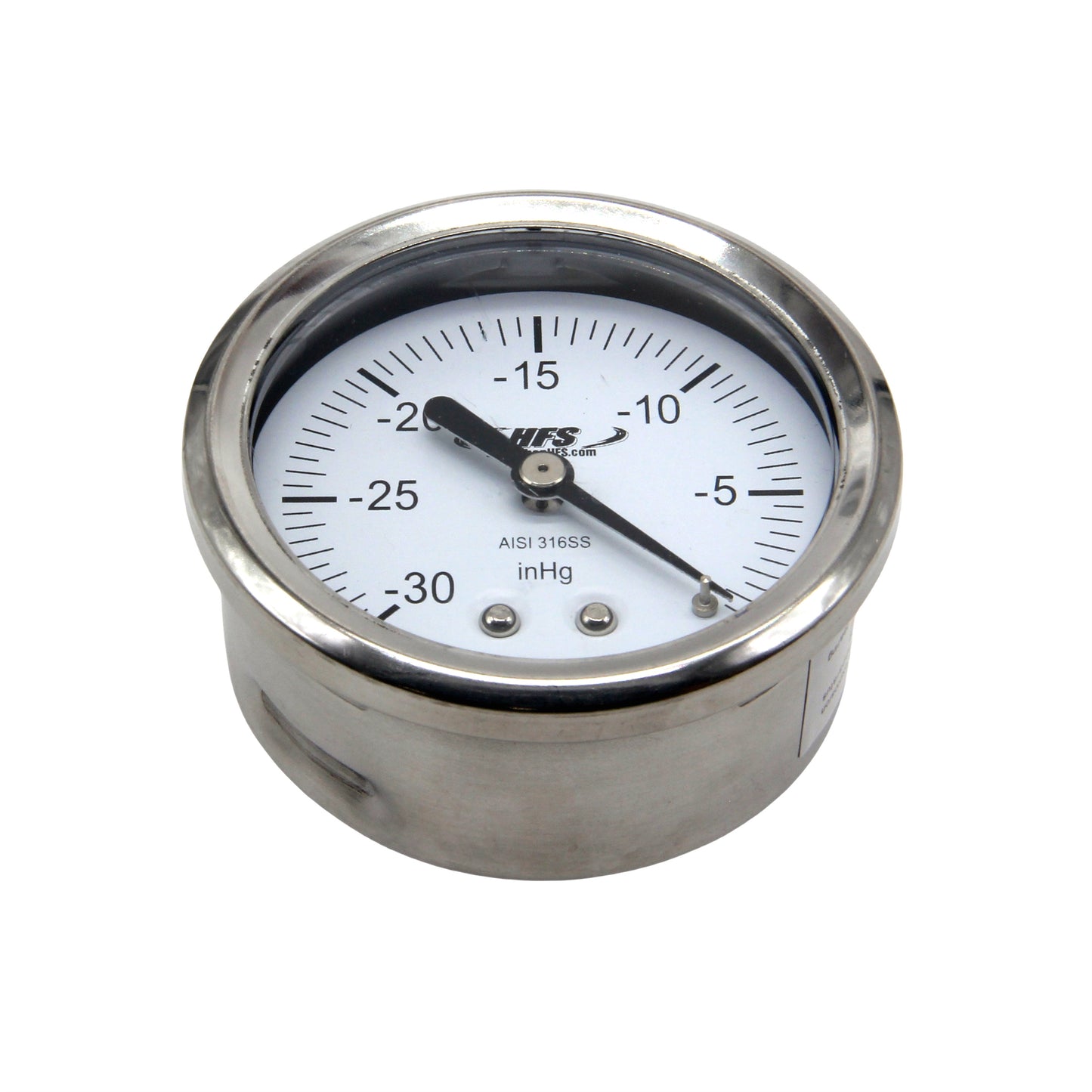 HFS 2.5" Dry Utility Vacuum Gauge 1/4" NPT Center Mount; -30HG/0PSI Back Mount