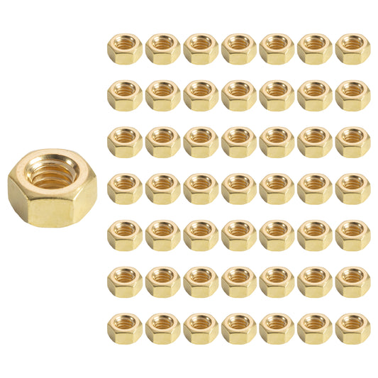 Thread Hex Nuts 1/4"-20, Solid Brass Hex Nut (50 Pack)