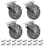 Load image into Gallery viewer, Caster 5&quot; x 1-1/4&quot; Plate Swivel with Brake Polypropylene Hub Wheel
