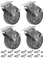 Load image into Gallery viewer, Caster 5&quot; x 1-1/4&quot; Plate Swivel with Brake Polypropylene Hub Wheel
