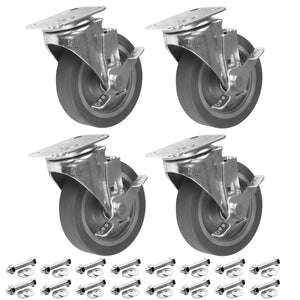 Caster 5" x 1-1/4" Plate Swivel with Brake Polypropylene Hub Wheel
