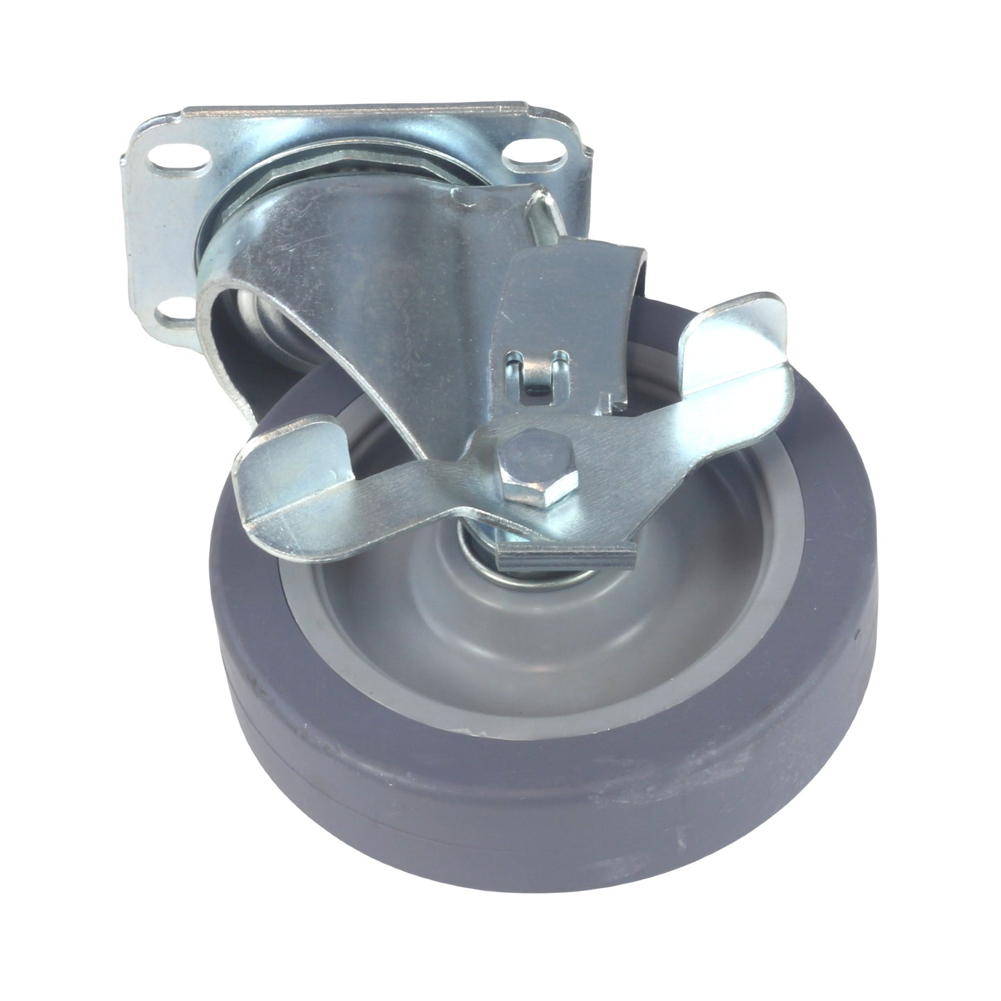 Caster 5" x 1-1/4" Plate Swivel with Brake Polypropylene Hub Wheel