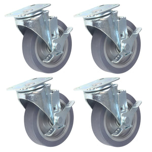 Caster 5" x 1-1/4" Plate Swivel with Brake Polypropylene Hub Wheel