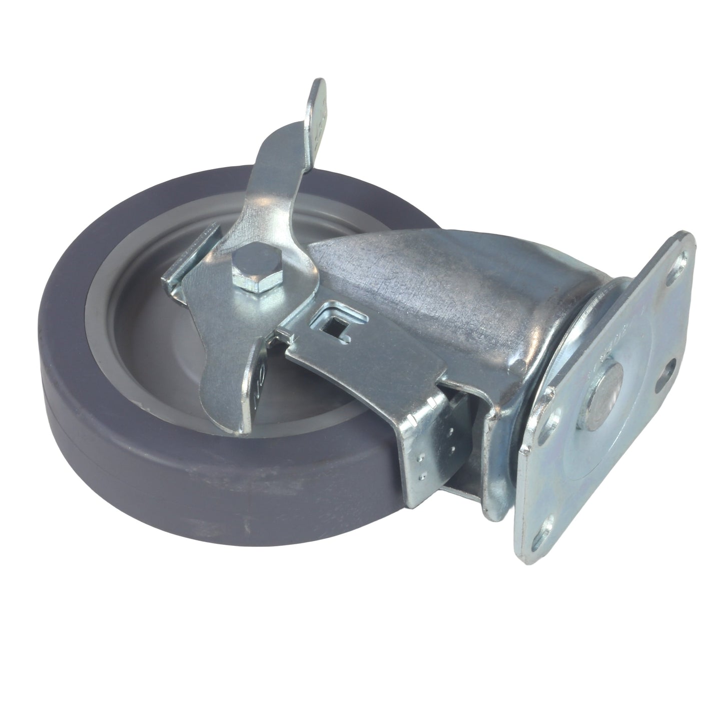 Caster 5" x 1-1/4" Plate Swivel with Brake Polypropylene Hub Wheel