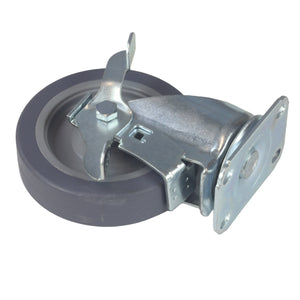 Caster 5" x 1-1/4" Plate Swivel with Brake Polypropylene Hub Wheel