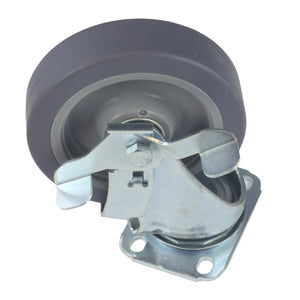 Caster 5" x 1-1/4" Plate Swivel with Brake Polypropylene Hub Wheel