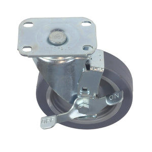 Caster 5" x 1-1/4" Plate Swivel with Brake Polypropylene Hub Wheel