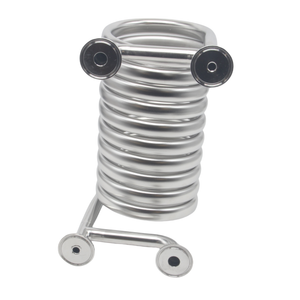 Jacketed Condensing Coil / Wort Chiller, (4) 1.5" Tri Clamp Ports, 1/2" Inner Tube OD, 3/4" Outer Tube OD, 6" Diameter, 12" Height, 304 Stainless Steel