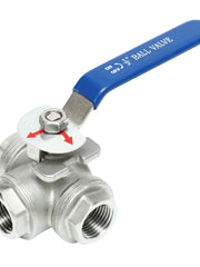 Load image into Gallery viewer, 3-Way Ball Valve, L Mounting Pad, Stainless Steel 304 Female Type with Vinyl Locking Handle