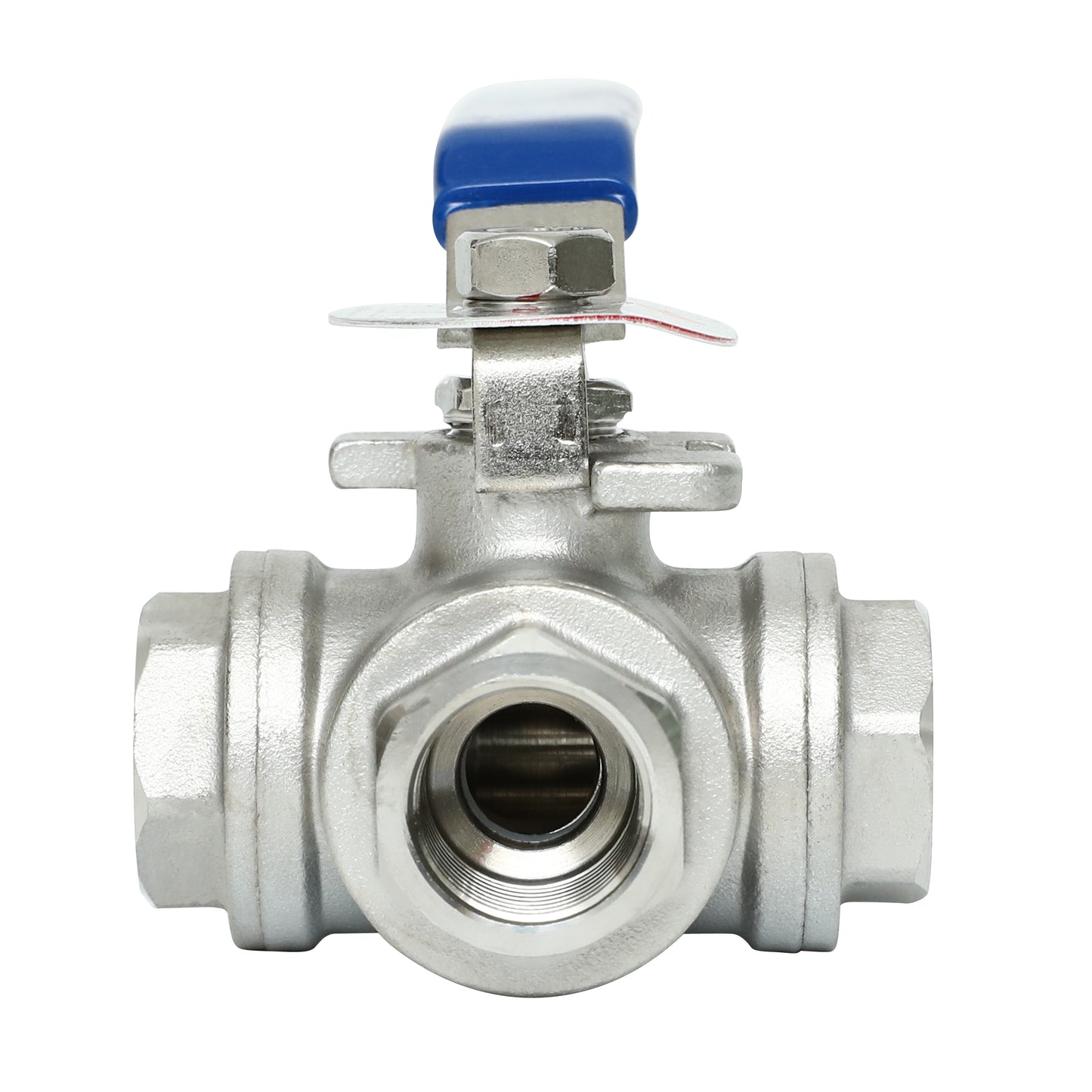 3-Way Ball Valve, L Mounting Pad, Stainless Steel 304 Female Type with Vinyl Locking Handle