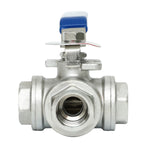 Load image into Gallery viewer, 3-Way Ball Valve, L Mounting Pad, Stainless Steel 304 Female Type with Vinyl Locking Handle
