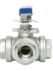 Load image into Gallery viewer, 3-Way Ball Valve, L Mounting Pad, Stainless Steel 304 Female Type with Vinyl Locking Handle