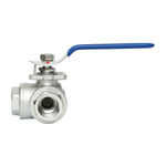 Load image into Gallery viewer, 3-Way Ball Valve, L Mounting Pad, Stainless Steel 304 Female Type with Vinyl Locking Handle
