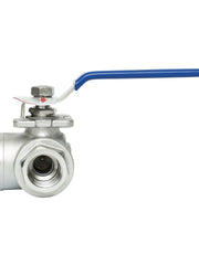 Load image into Gallery viewer, 3-Way Ball Valve, L Mounting Pad, Stainless Steel 304 Female Type with Vinyl Locking Handle