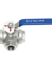 Load image into Gallery viewer, 3-Way Ball Valve, L Mounting Pad, Stainless Steel 304 Female Type with Vinyl Locking Handle