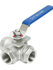 Load image into Gallery viewer, 3-Way Ball Valve, T Mounting Pad, Stainless Steel 304 Female Type with Vinyl Locking Handle