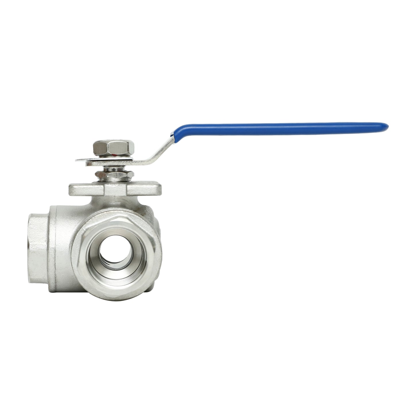3-Way Ball Valve, T Mounting Pad, Stainless Steel 304 Female Type with Vinyl Locking Handle