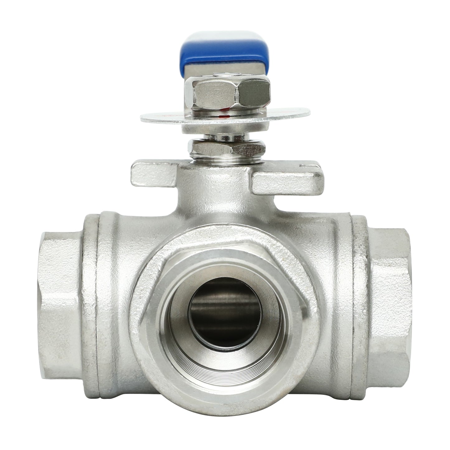 3-Way Ball Valve, T Mounting Pad, Stainless Steel 304 Female Type with Vinyl Locking Handle